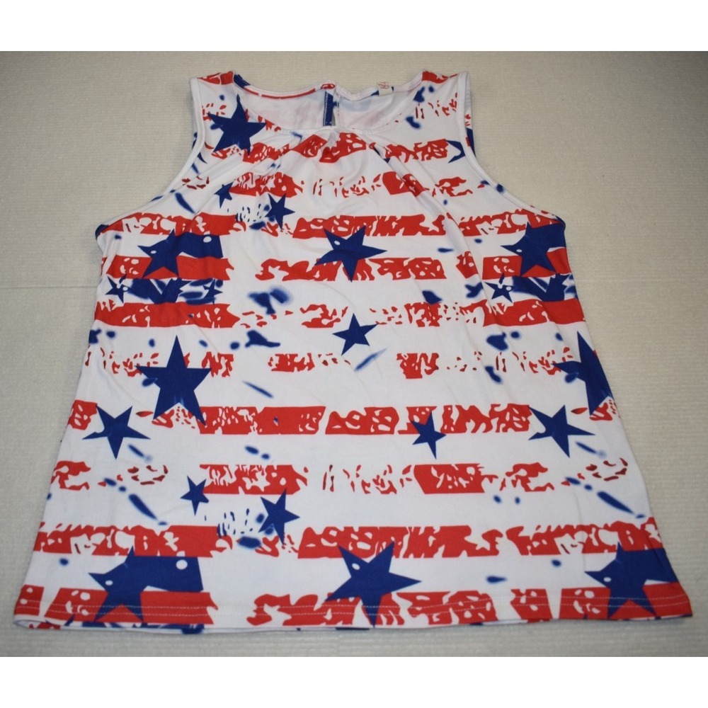 Women's Patriotic Stars & Stripes Sleeveless Tank Top Size S